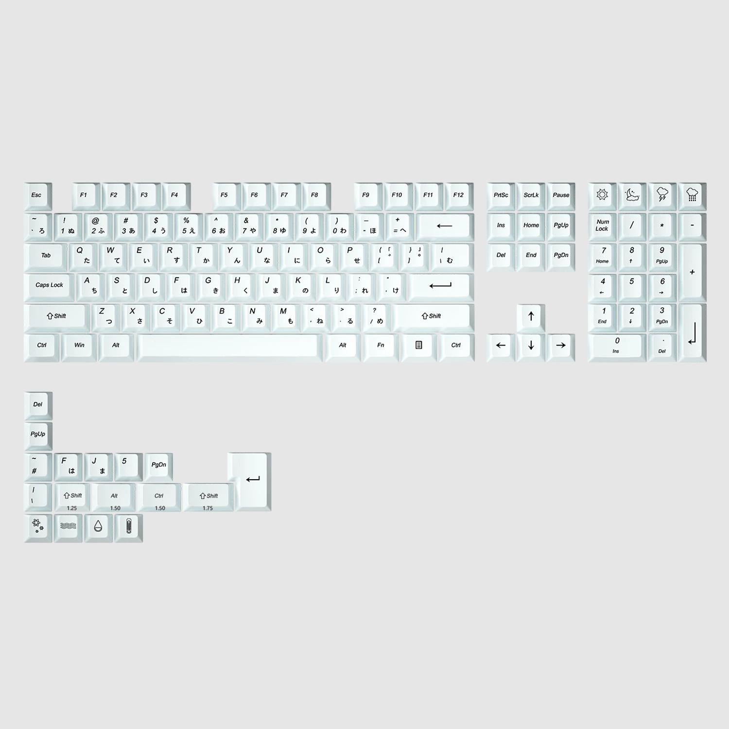 Cherry Profile Black on White Japanese Keycap Set