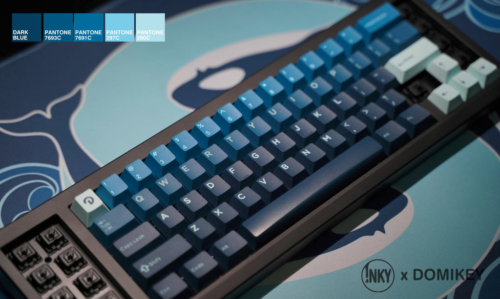 DOMIKEY X INKY Silent Sea Cherry Profile Triple-Shot Keycaps Extras