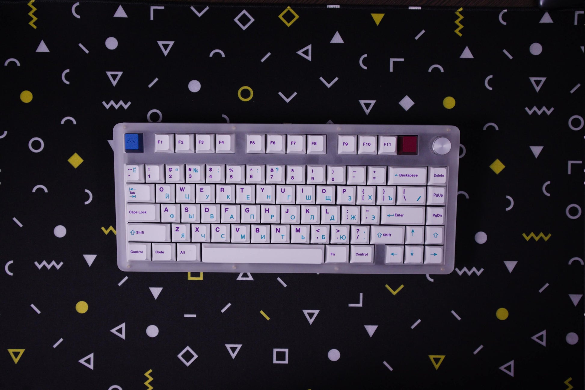Cherry Profile Purple & Blue on White Keycaps