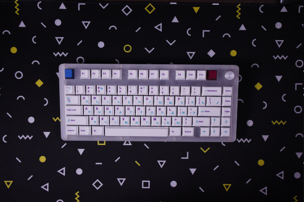 Cherry Profile Purple & Blue on White Keycaps