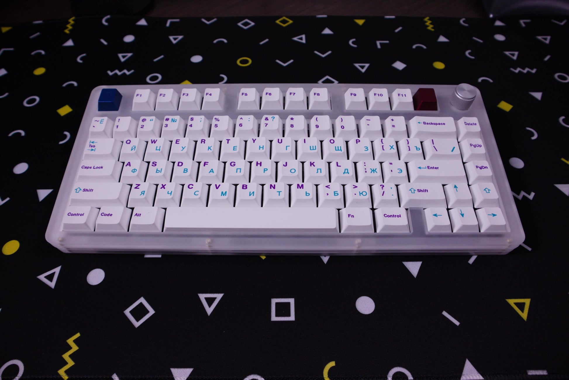 Cherry Profile Purple & Blue on White Keycaps