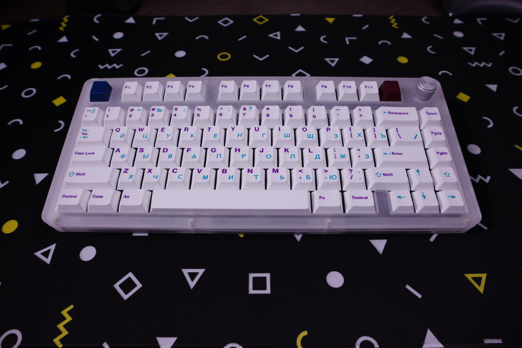 Cherry Profile Purple & Blue on White Keycaps
