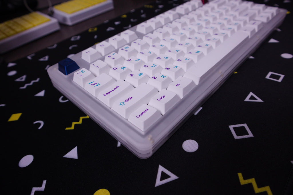 Cherry Profile Purple & Blue on White Keycaps
