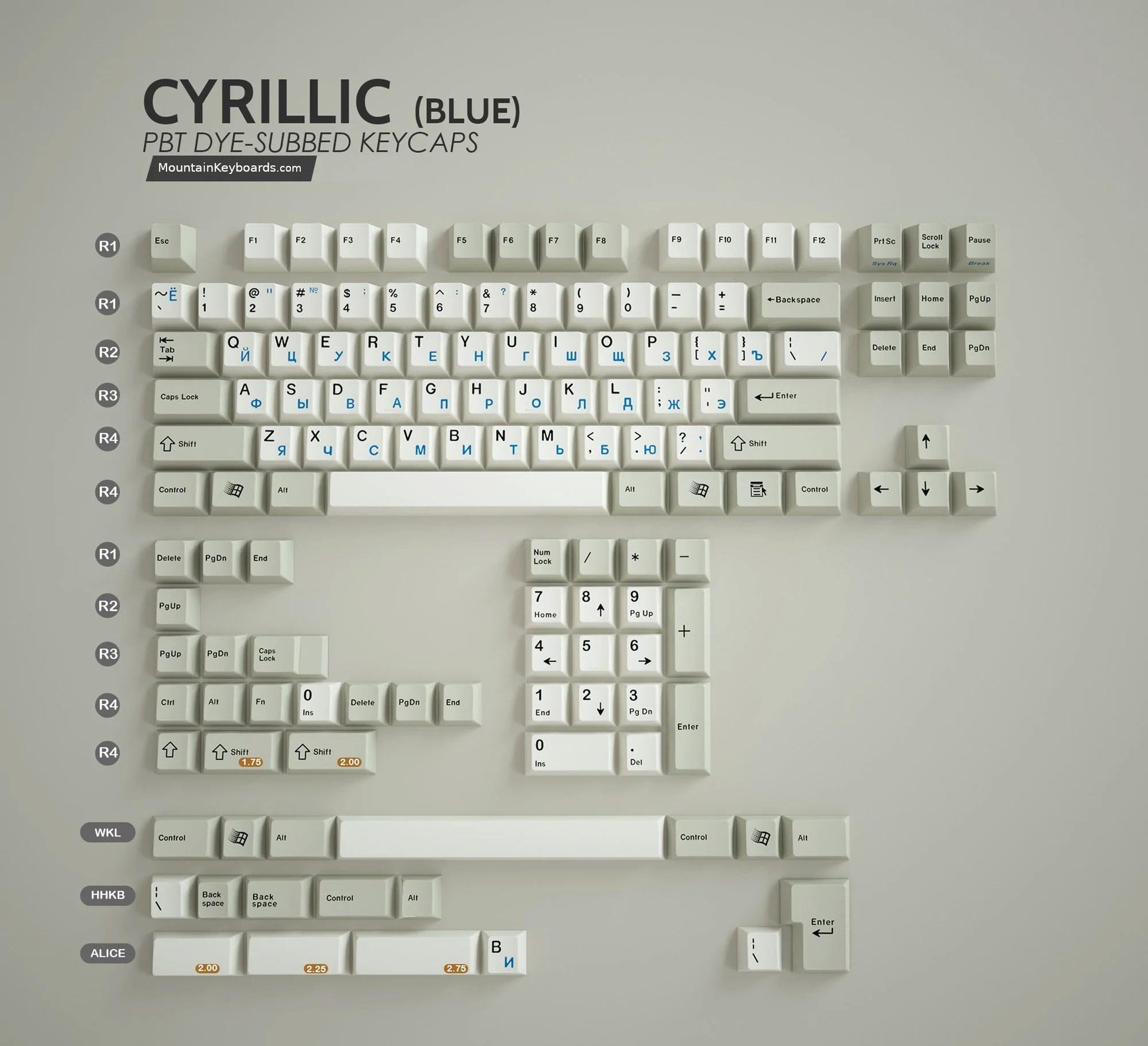 Beige PBT Dyesub Keycaps (Cyrillic Sublegends) - XMI/XIAMI