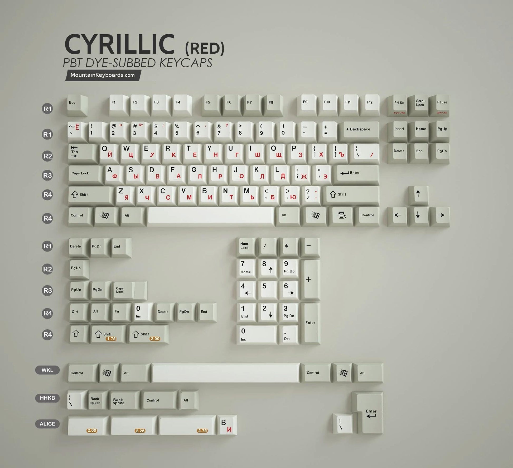 Beige PBT Dyesub Keycaps (Cyrillic Sublegends) - XMI/XIAMI