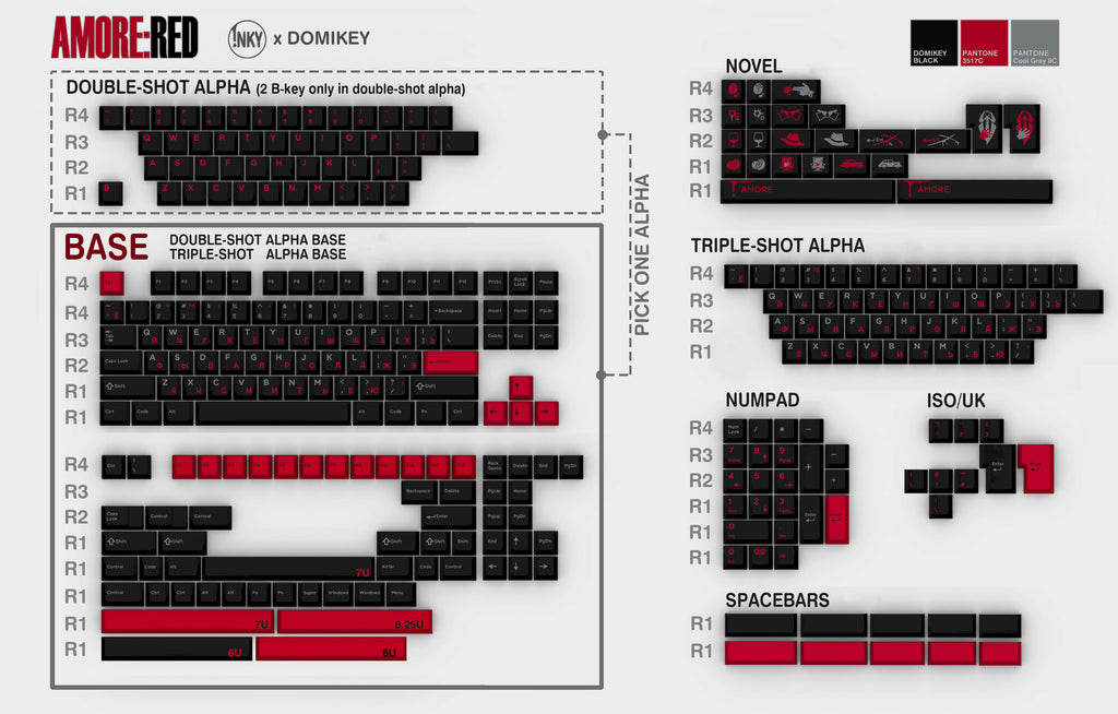 Domikey x iNKY Amore Cherry Profile Keycaps